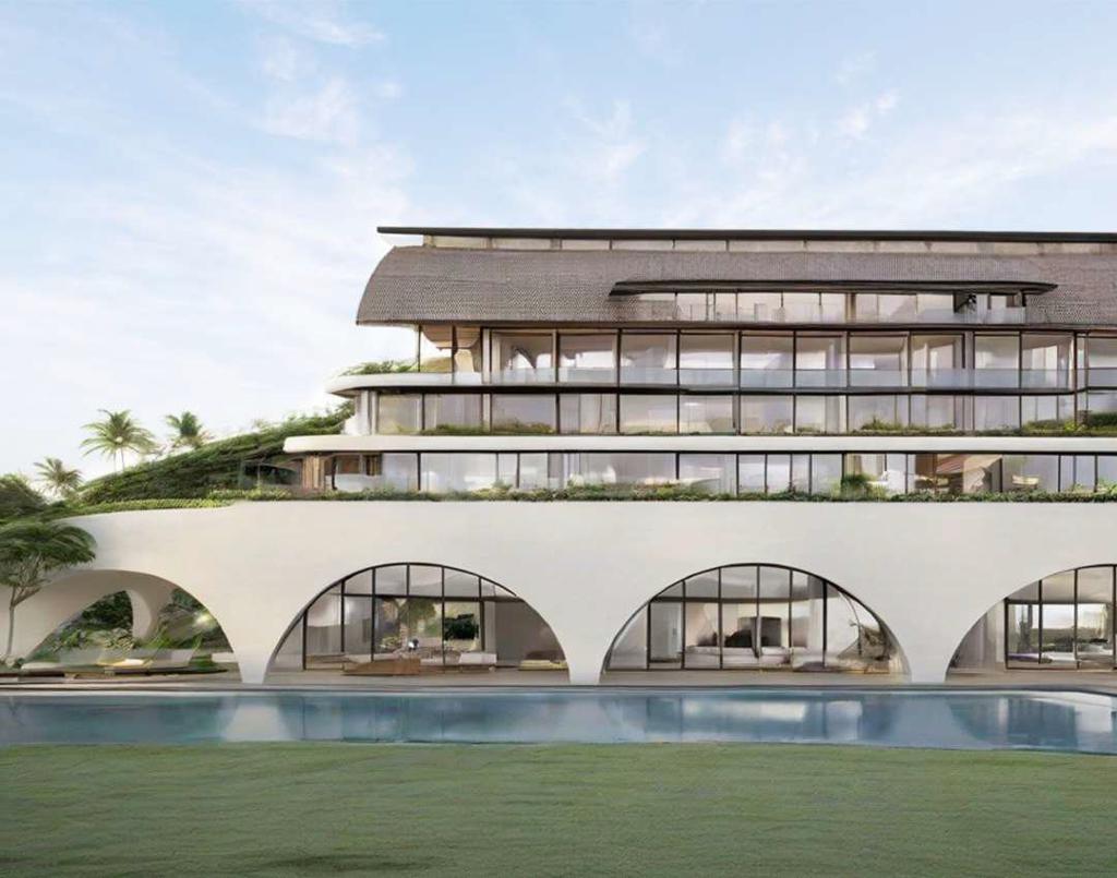 New residential complex with swimming pools, a spa and a restaurant near the ocean, Pererenan, Bali, Indonesia