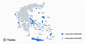 Greece Golden Visa Investment Thresholds Map