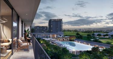 Townhouses in new Golf Acres Residence with a golf course, parks and swimming pools, Emaar South, Dubai, UAE