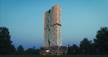 Apartments in the new Barari Lagoons residence with pools and green areas next to the American School and Global Village in Majan, Dubai