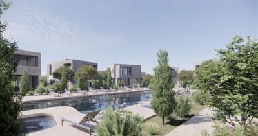 New gated complex of villas with a swimming pool and gardens at 250 meters from the beach, Geroskipou, Cyprus