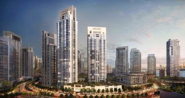 New apartments in a prestigious residential complex Creek Rise Towers on an island in Dubai Creek Harbour, UAE