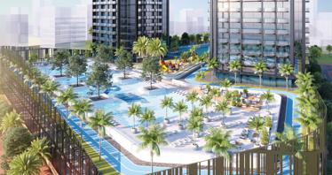 Duplex apartments in the new high-rise complex Ananda Residences with a swimming pool and sports grounds, Motor City, Dubai, UAE