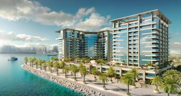 New complex of townhouses and flats Bay Residence with swimming pools near the marina, Yas Island, Abu Dhabi, UAE
