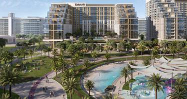 New residence Parkside Views with swimming pools and lounge areas close to the city center, Dubai Hills, Dubai, UAE