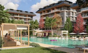 New residence with swimming pools and a shopping mall at 750 meters from the beach, Oba, Alanya, Turkey for From 12,555,000 TRY