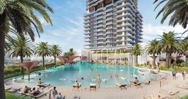 New high-rise residence Mercer House with swimming pools and spa areas, JLT Uptown, Dubai, UAE
