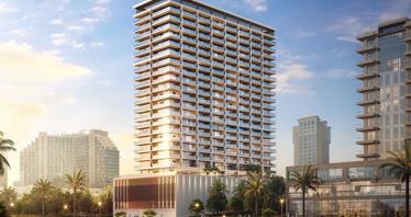 Apartments in the new Ivory residence with swimming pools and a mini golf course in the Al Jaddaf area, Dubai