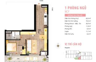 1-bedroom apartment 59 m² in Da Nang for $110,000