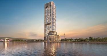 New high-rise residence One River Point with swimming pools on the canal front, close to Burj Khalifa, Business Bay, Dubai, UAE