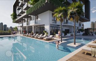 New residence Treppan Tower with swimming pools and a lounge area, JVT, Dubai, UAE for From $310,000