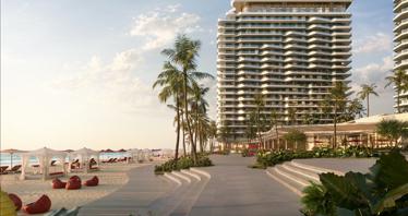 New beachfront residence Rosso with a swimming pool and a lounge area, Ras Al Khaimah, UAE