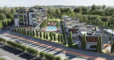 New gated complex of villas and apartments with a swimming pool and green areas close to the beach, Mouttagiaka, Cyprus