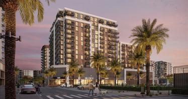 New Hillcrest Residence with a swimming pool and a park in a green area, Town Square, Dubai, UAE