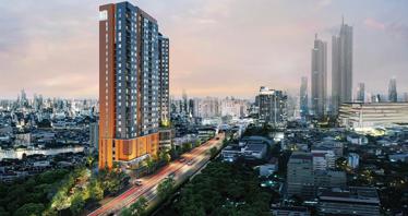 Residential complex with panoramic views of the river and the city, next to the metro station, Bangkok, Thailand