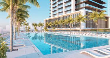 Duplex apartments in the new high-rise Auresta Residence with swimming pools, lounge areas and gardens, JVC, Dubai, UAE