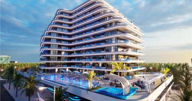 New residence Samana Portofino with swimming pools and a lounge area, Dubai Production City, Dubai, UAE