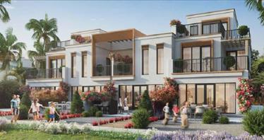 New residence Mykonos with a beach and lounge areas, Damac Lagoons, Dubai, UAE