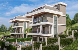 New boutique villa complex with swimming pools, sauna, sea and mountain views in Kargicak, Alanya, Türkiye for From 61,081,000 TRY