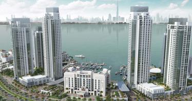 High-rise premium residence Creek Residences near the yacht marina, Dubai Creek Harbour, Dubai, UAE