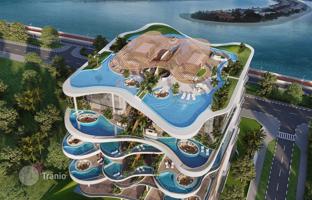 New three-level penthouse with a private swimming pool, a spa area and an elevator at 150 meters from the sea, Palm Jumeirah, Dubai, UAE for $42,376,000