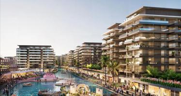 New residential complex Damac Riverside Views with floating restaurant and spa, Dubailand, Dubai, UAE