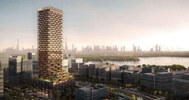 First-class project The Symphony with 4 lagoons from the Zaha Hadid bureau in the Meydan Horizon area, Dubai UAE