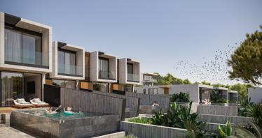 Modern complex of villas with swimming pools and gardens, Chloraka, Cyprus