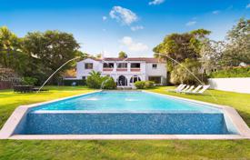 Luxury villa with a large plot, a pool, fountains, terraces and ocean views, Miami Beach, USA for $13,750,000
