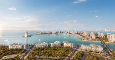 New residence with a swimming pool and a shopping mall in the prestigious area of Qetaifan Island, Qatar