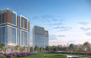 Two-bedroom apartment with a balcony in the new residence Golf Gate 2 with swimming pools and a golf club, Damac Hills, Dubai, UAE for $459,000