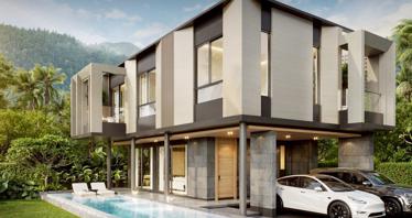 New complex of villas with swimming pools and green areas close to bang Tao Beach, Phuket, Thailand
