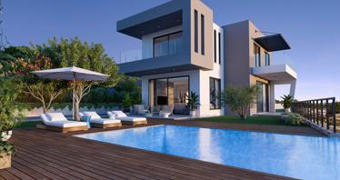 Villas with swimming pools in an elite suburb of Paphos, Lofos, Cyprus