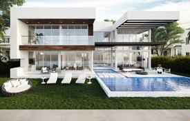 Modern villa with a backyard, a pool, a summer kitchen, a sitting area, terraces and a garage, Miami Beach, USA for $5,380,000