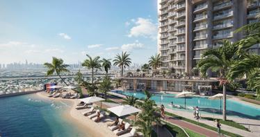 New complex of furnished apartments Voxa with swimming pools and a mini golf, JVT, Dubai, UAE