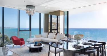 High-rise beachfront residence with swimming pools and a business center, Mouttagiaka, Cyprus