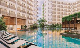 Modern residential complex with a large swimming pool opposite a shopping center in Chalong, Phuket, Thailand for From $89,000