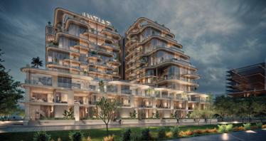 New waterfront residence Cotier House with two swimming pools and gardens close to Burj Khalifa, Dubai Islands, Dubai, UAE