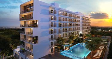 New Evergreens Residence with a swimming pool, a green area and a shopping mall, Damac Hills 2, Dubai, UAE