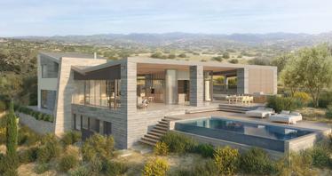 New complex of villas with panoramic views in a large residence with a golf course, a spa center and an equestrian club, Paphos, Cyprus