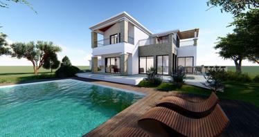 Spacious villa with a panoramic view at 500 meters from the sea, Peyia, Cyprus
