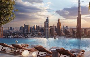 New high-rise Sky Tower Residence with a pool, a garden and a restaurant close to the canal, in the central area of Business Bay, Dubai, UAE for From $729,000