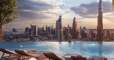 New high-rise Sky Tower Residence with a pool, a garden and a restaurant close to the canal, in the central area of Business Bay, Dubai, UAE