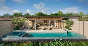 Complex of villas with swimming pools and a view of the lagoon, Bang Tao, Phuket, Thailand