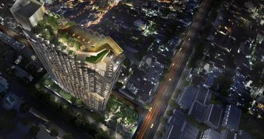 High-rise residence with a swimming pool close to the beach of Pattaya, Thailand