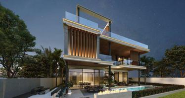 New complex Harrisoni Villas La Mer with a swimming pool and panoramic views close to Burj Khalifa, La Mer, Dubai, UAE