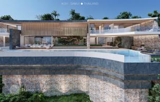 Three-storey villa with swimming pool, gym, cinema room, balconies, barbecue area, Koh Samui, Thailand. Price on request