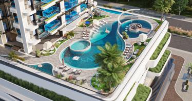 Modern apartments with private pools, in a multi-storey residential complex with developed infrastructure, JVC, Dubai, UAE