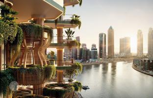 New residence Eywa with swimming pools, lounge areas and waterfalls on the bank of the canal, Business Bay, Dubai, UAE for From $3,130,000