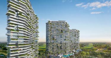 New tower in the premium Golf Greens project with golf islands, infinity pools and an expansive green space, DAMAC Hills, Dubai, UAE